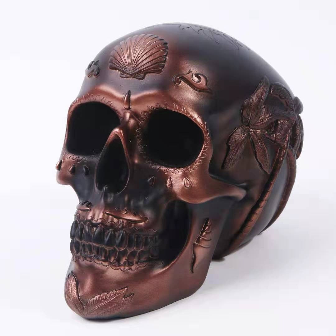 Detailed Skull Piggy Bank Gothic Home Decor Ornament