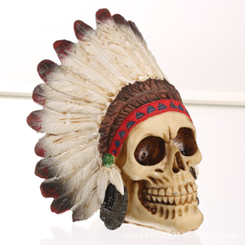 Feathered Skull Ornament for Dramatic Gothic Decor
