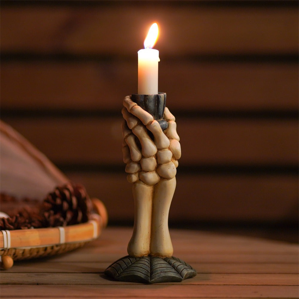 Skull Candle Holder – Gothic Taper Candle Display Accent