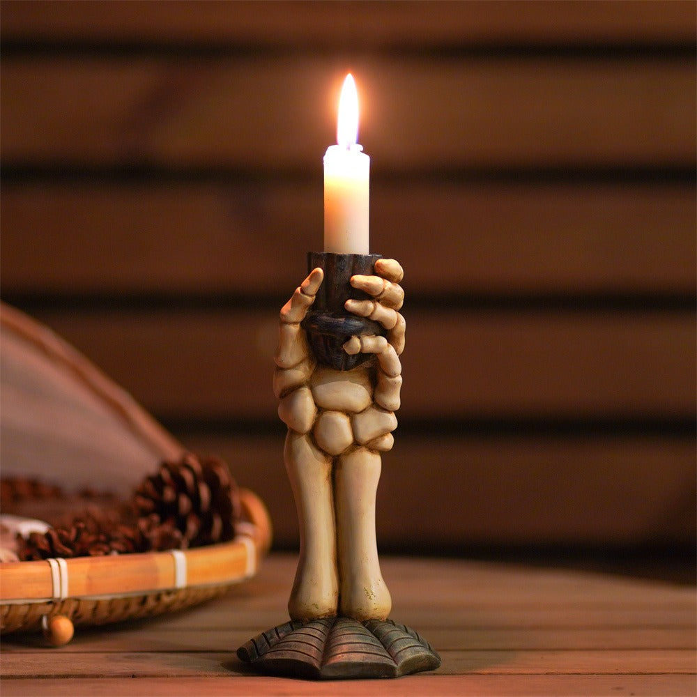 Skull Candle Holder – Gothic Taper Candle Display Accent