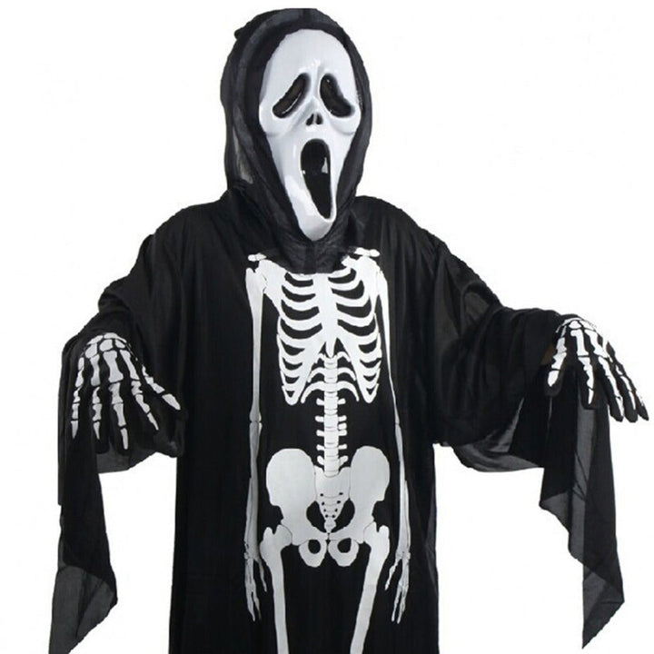 Skeleton Ghost Costume With Mask & Gloves | Halloween