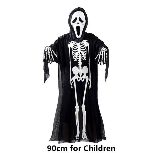 Skeleton Ghost Costume With Mask & Gloves | Halloween