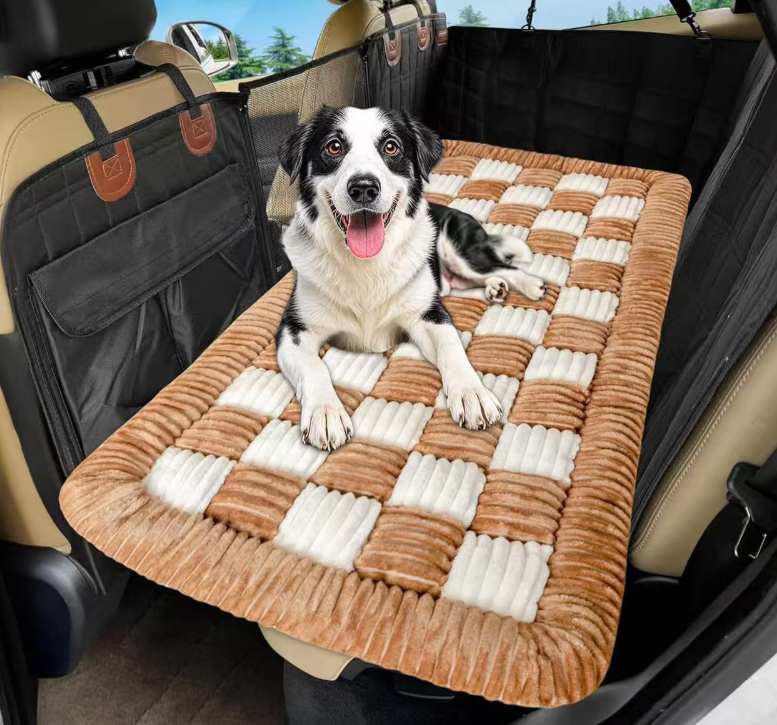 Dog Car Seat Cover Bed for Plush Rear-Seat Comfort