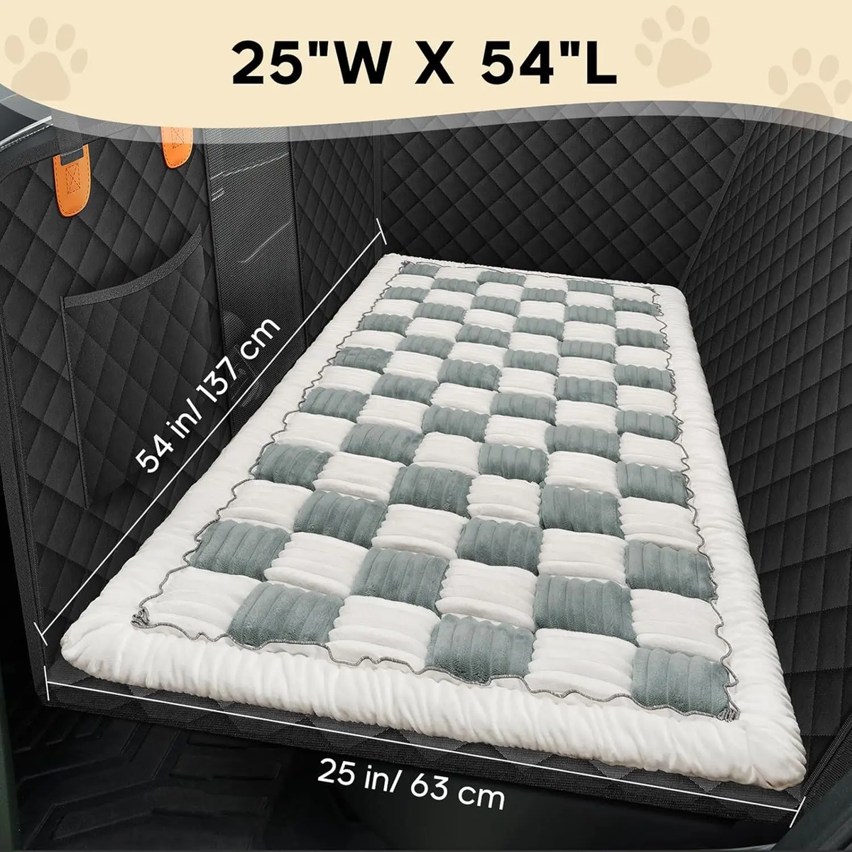 Dog Car Seat Cover Bed for Plush Rear-Seat Comfort