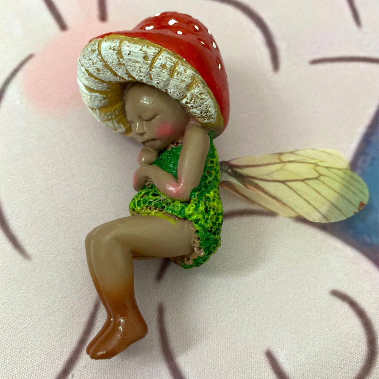 Sleeping Mushroom Fairy Ornament for Whimsical Decor