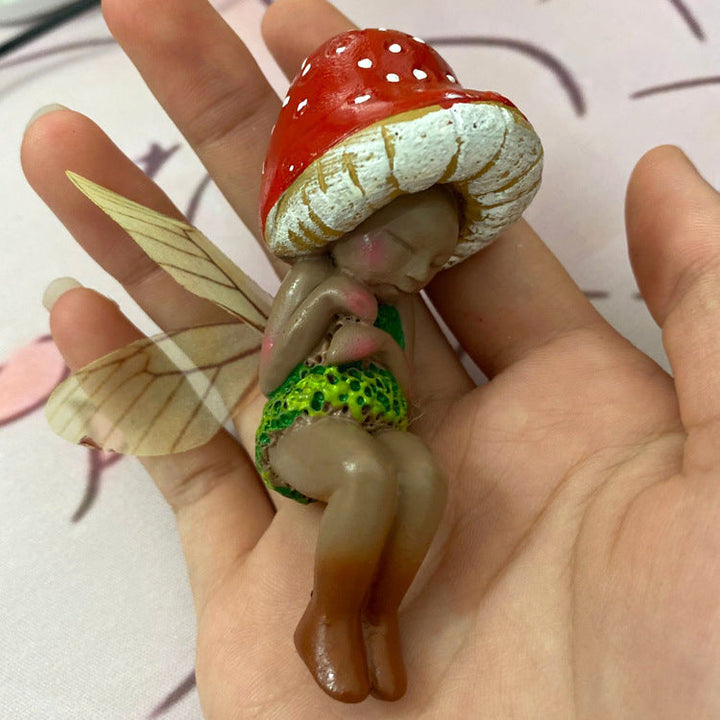 Sleeping Mushroom Fairy Ornament for Whimsical Decor
