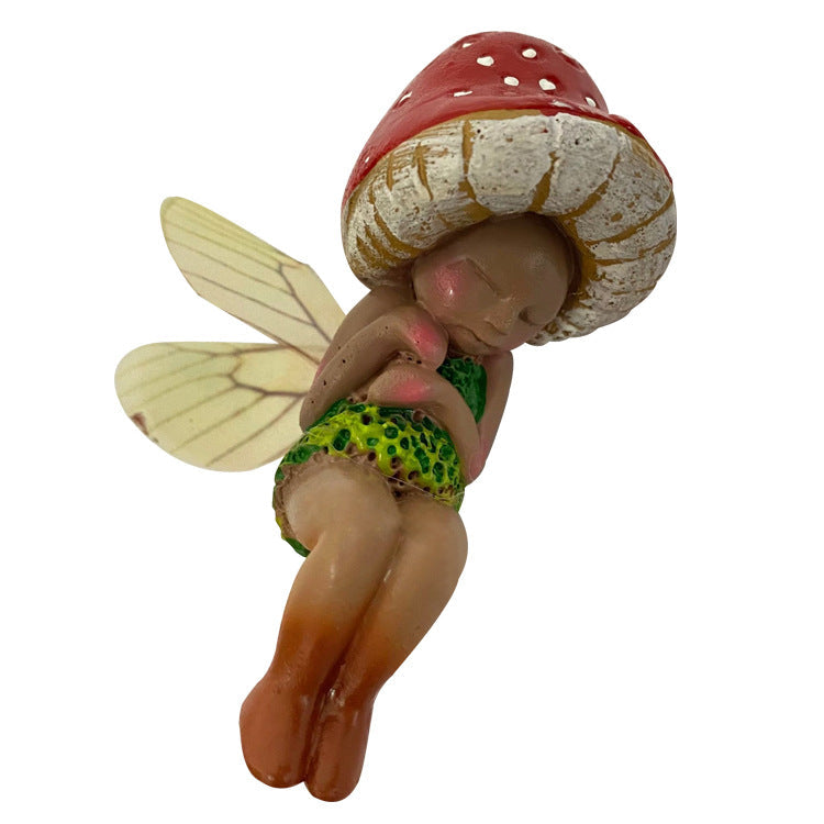 Sleeping Mushroom Fairy Ornament for Whimsical Decor