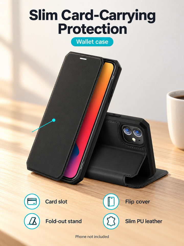 Slim PU Leather Flip Wallet Case for iPhone 12 Stand