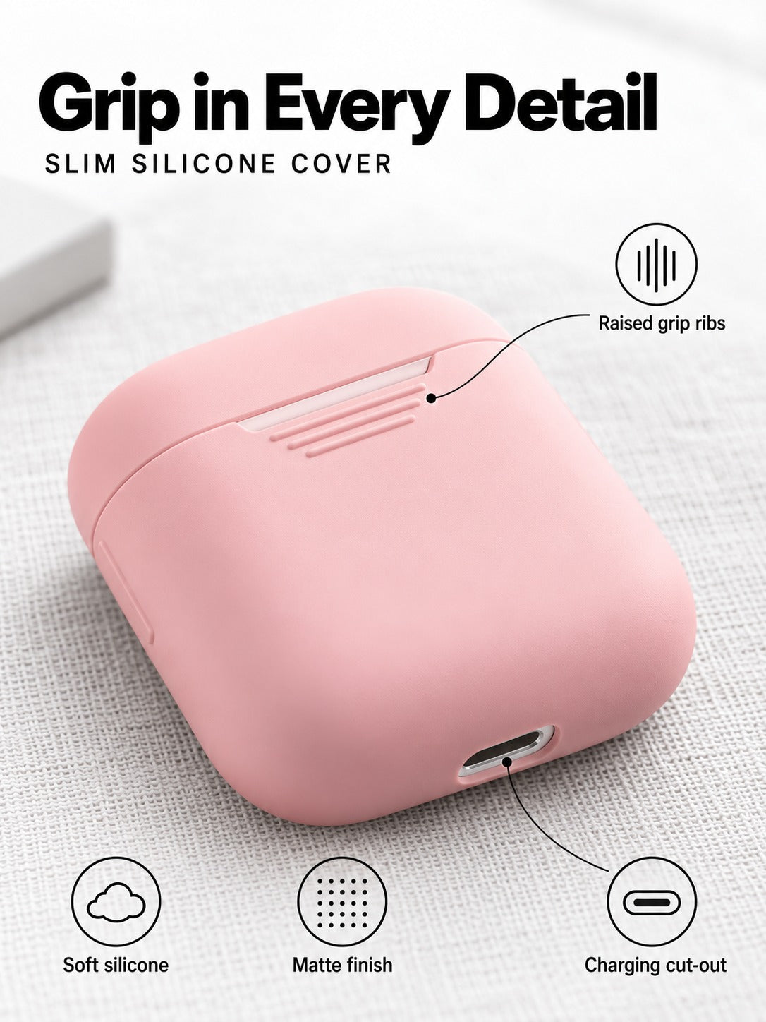 Slim Silicone AirPods Case Cover with Drop Protection