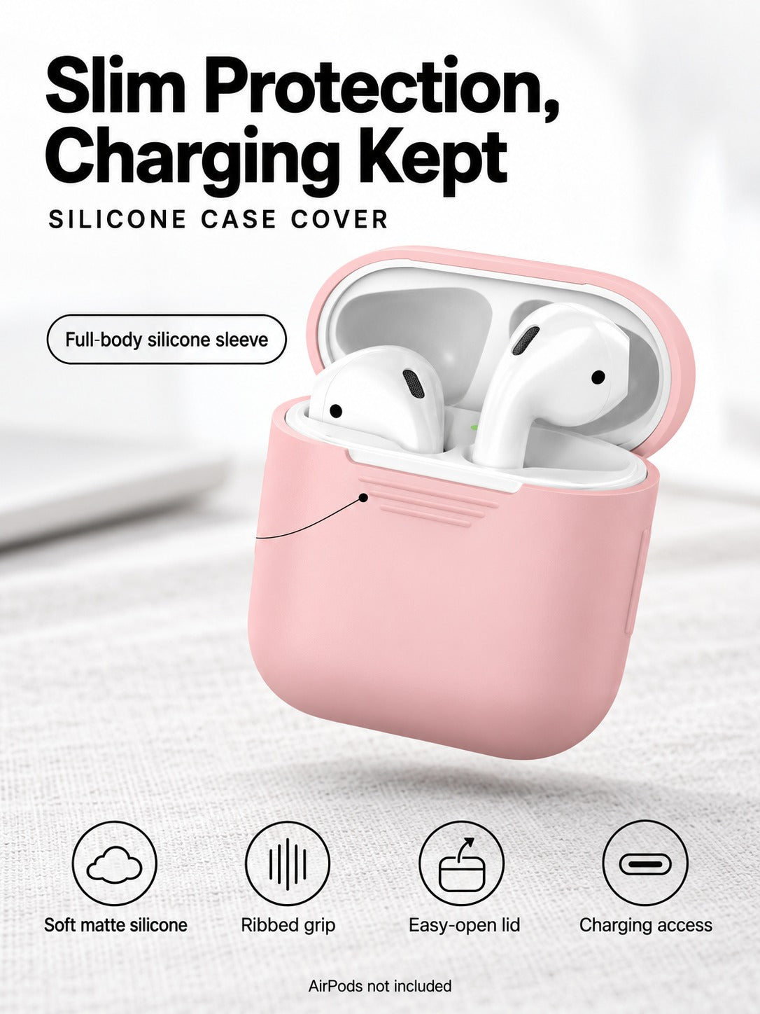 Slim Silicone AirPods Case Cover with Drop Protection