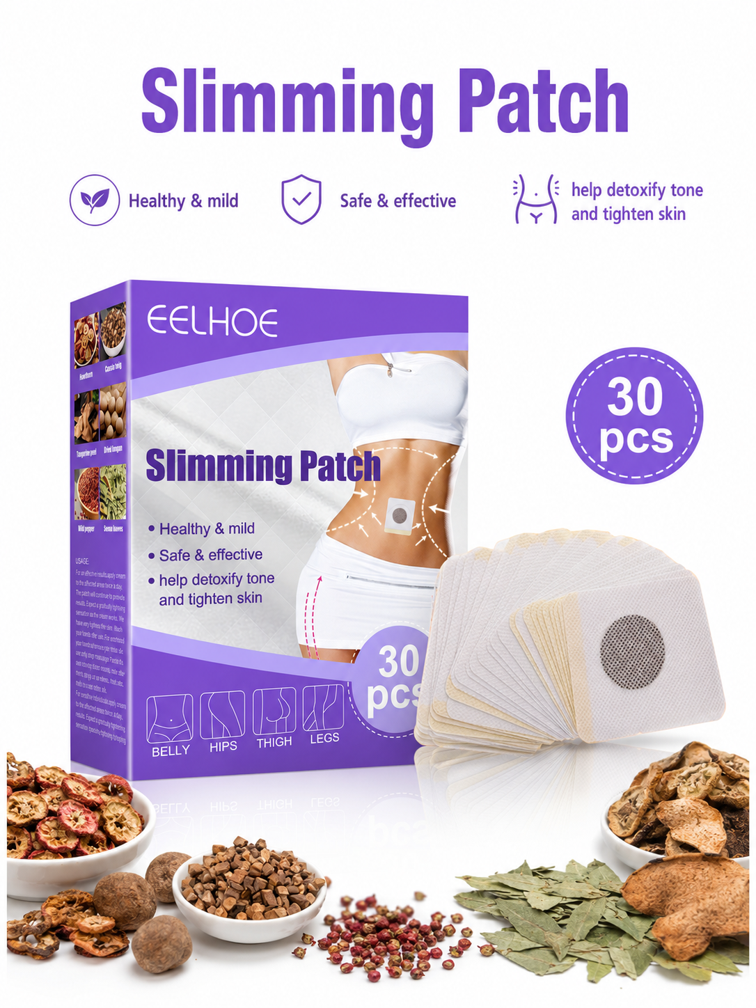 Slimming Patches — Herbal Detox & Firming, 30‑Day Supply