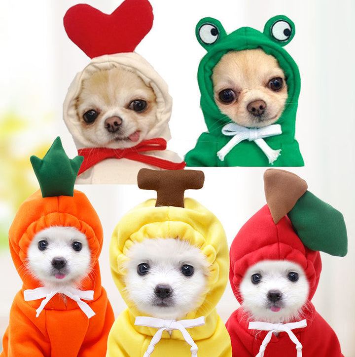 Small & Medium Pet Fleece Sweatshirt With Fruit Hood