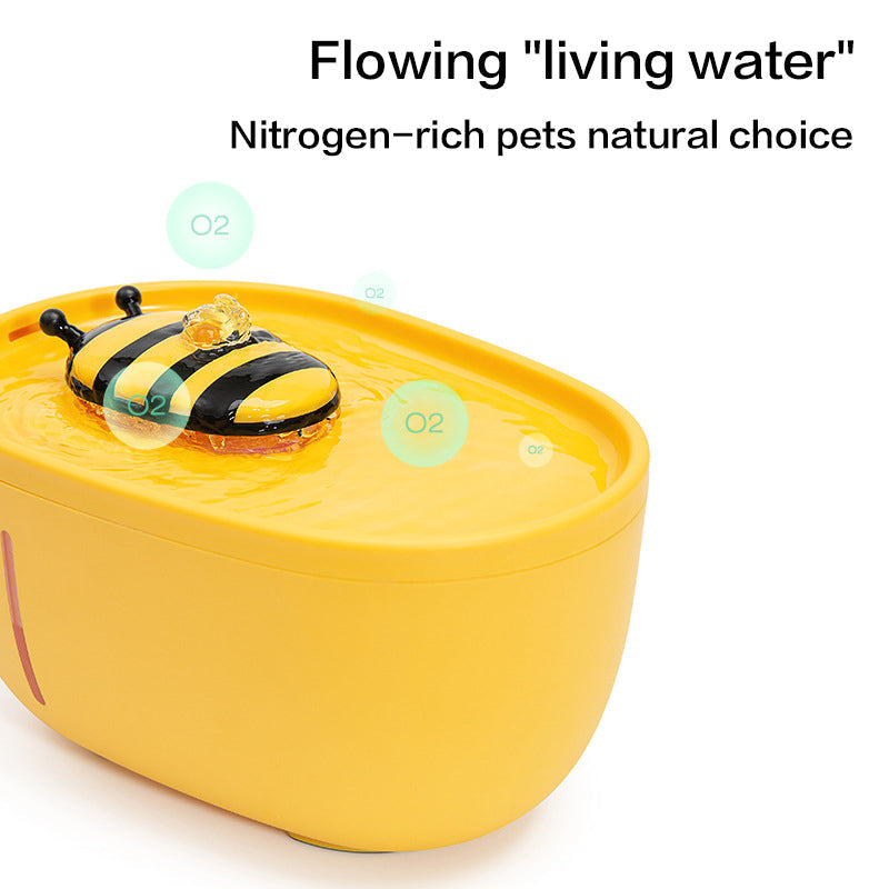 Bee Cat Water Fountain - Filtered Flowing Water Dispenser