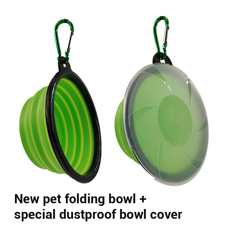 Folding Dog Bowl With Dustproof Cover For Travel