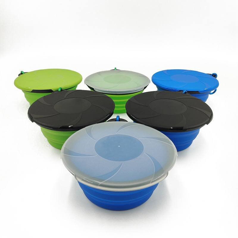 Folding Dog Bowl With Dustproof Cover For Travel