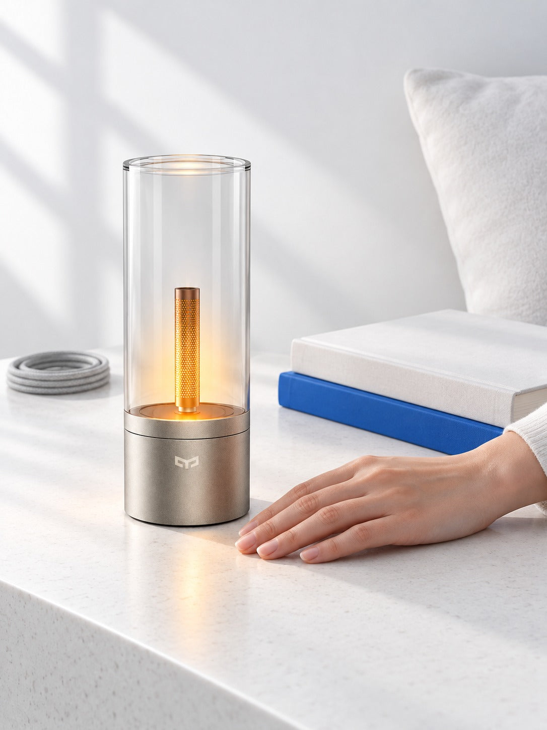 Smart Bedside Night Light with Candle-Style Warm Glow