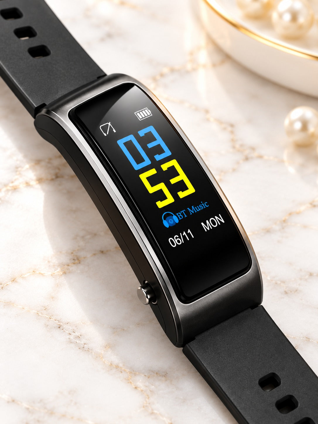 Smart Bracelet with Detachable Earbud and Heart Rate