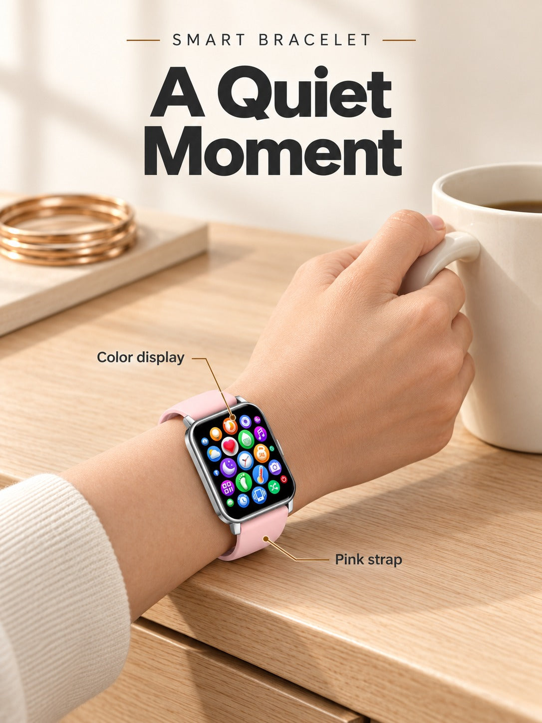 Smart Bracelet with Heart Rate, Sleep and Step Tracking