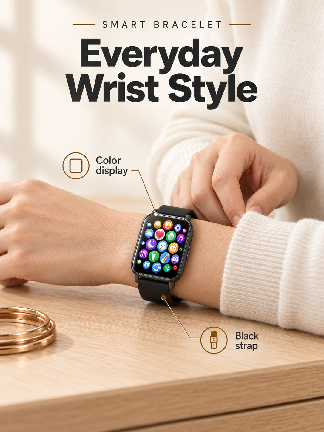 Smart Bracelet with Heart Rate, Sleep and Step Tracking