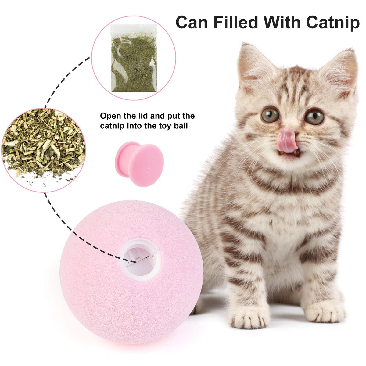Interactive Cat Ball Toy with Catnip and Animal Sounds