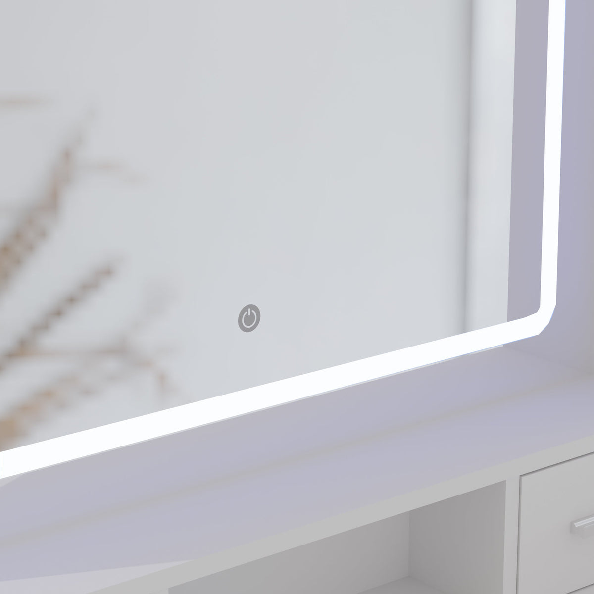 LED Mirror Dressing Table with Drawers and Shelves