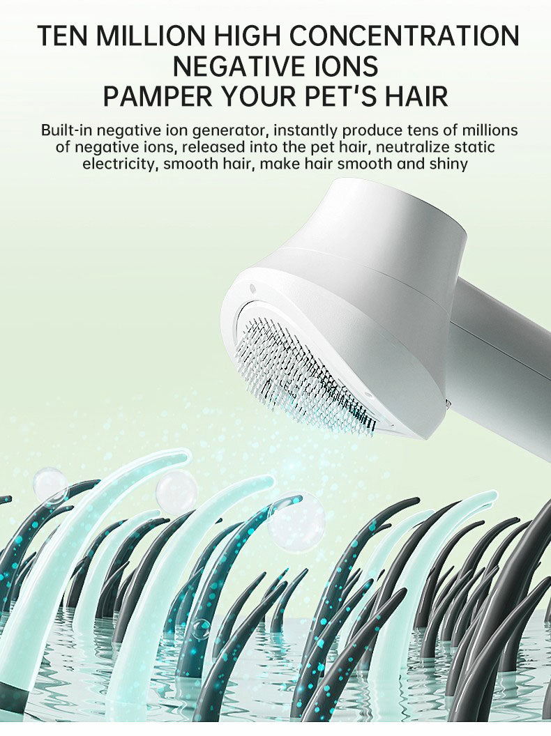 Smart Pet Hair Dryer Brush for Fluffy, Tangle-Free Coats