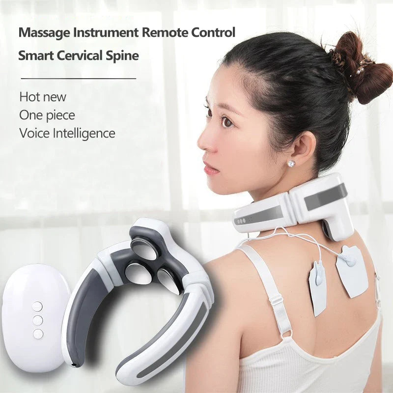 Electric Neck Massager with Voice Control and 3 Heads