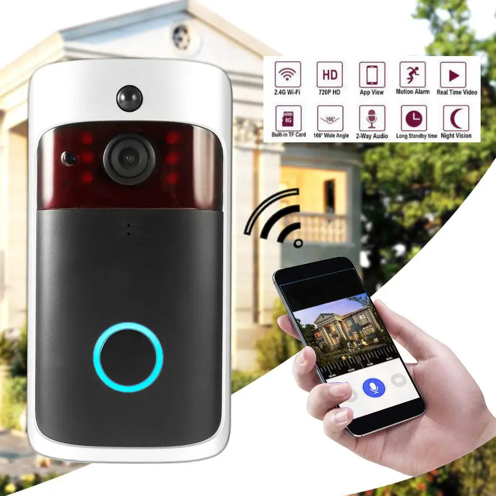 WiFi Video Doorbell with Night Vision and Motion Alerts