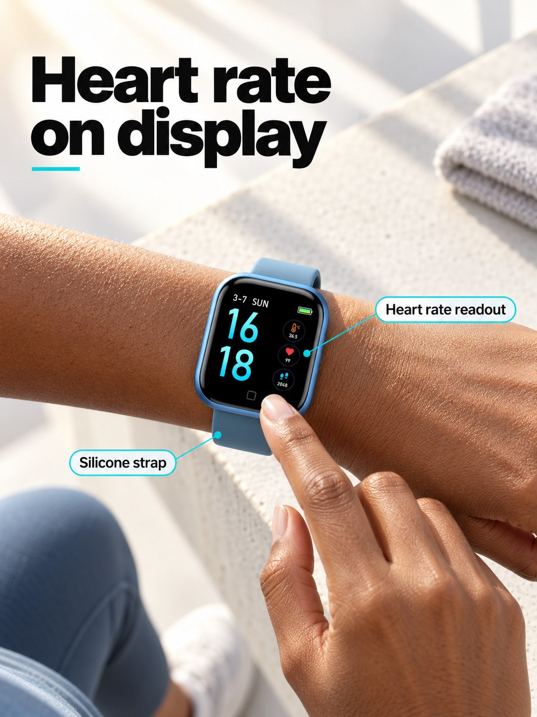 Smartwatch with Heart Rate, Body Temp & Notifications