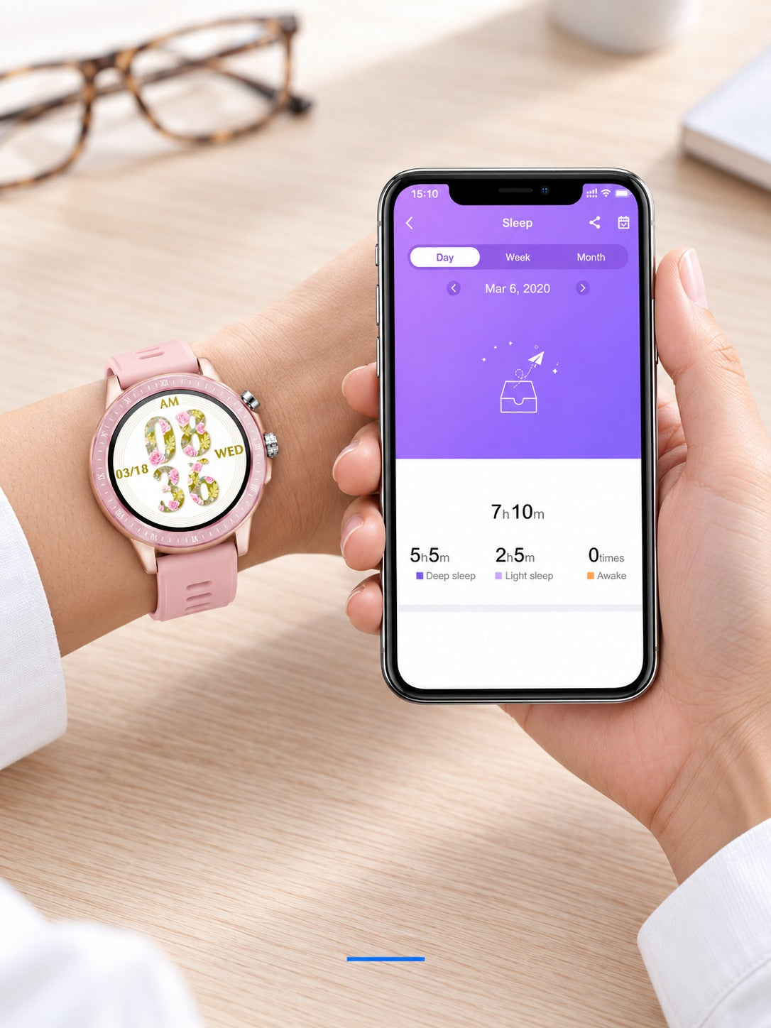 Smartwatch Heart Rate & Sleep Tracker, Waterproof