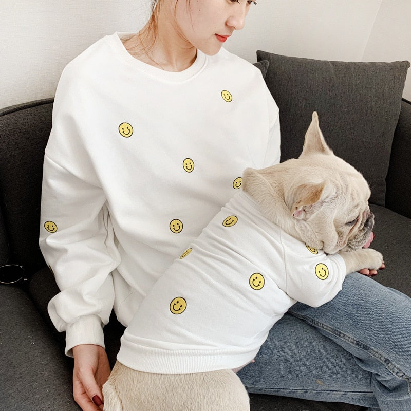 Matching Dog And Owner Sweatshirts – Smiley Face Set