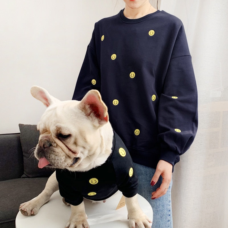 Matching Dog And Owner Sweatshirts – Smiley Face Set