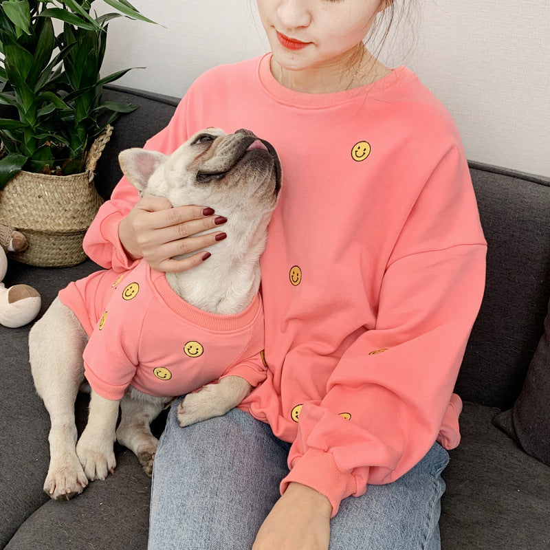 Matching Dog And Owner Sweatshirts – Smiley Face Set