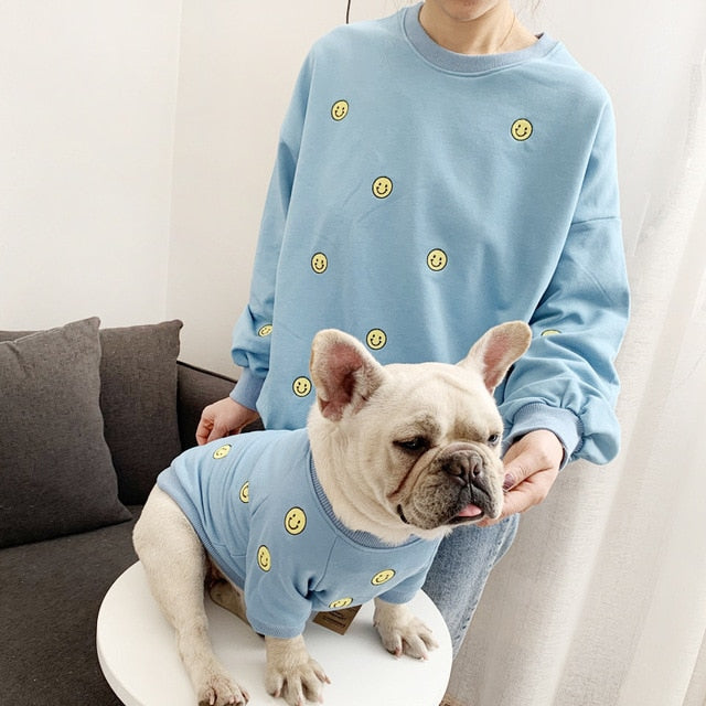 Matching Dog And Owner Sweatshirts – Smiley Face Set