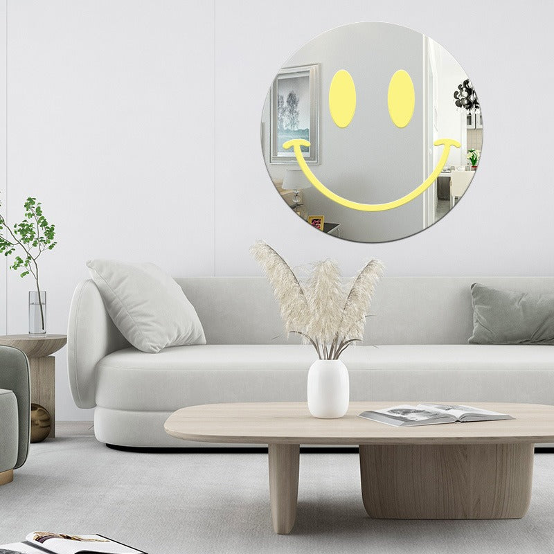 Smiley Face Wall Mirror, Lightweight Acrylic Makeup Mirror