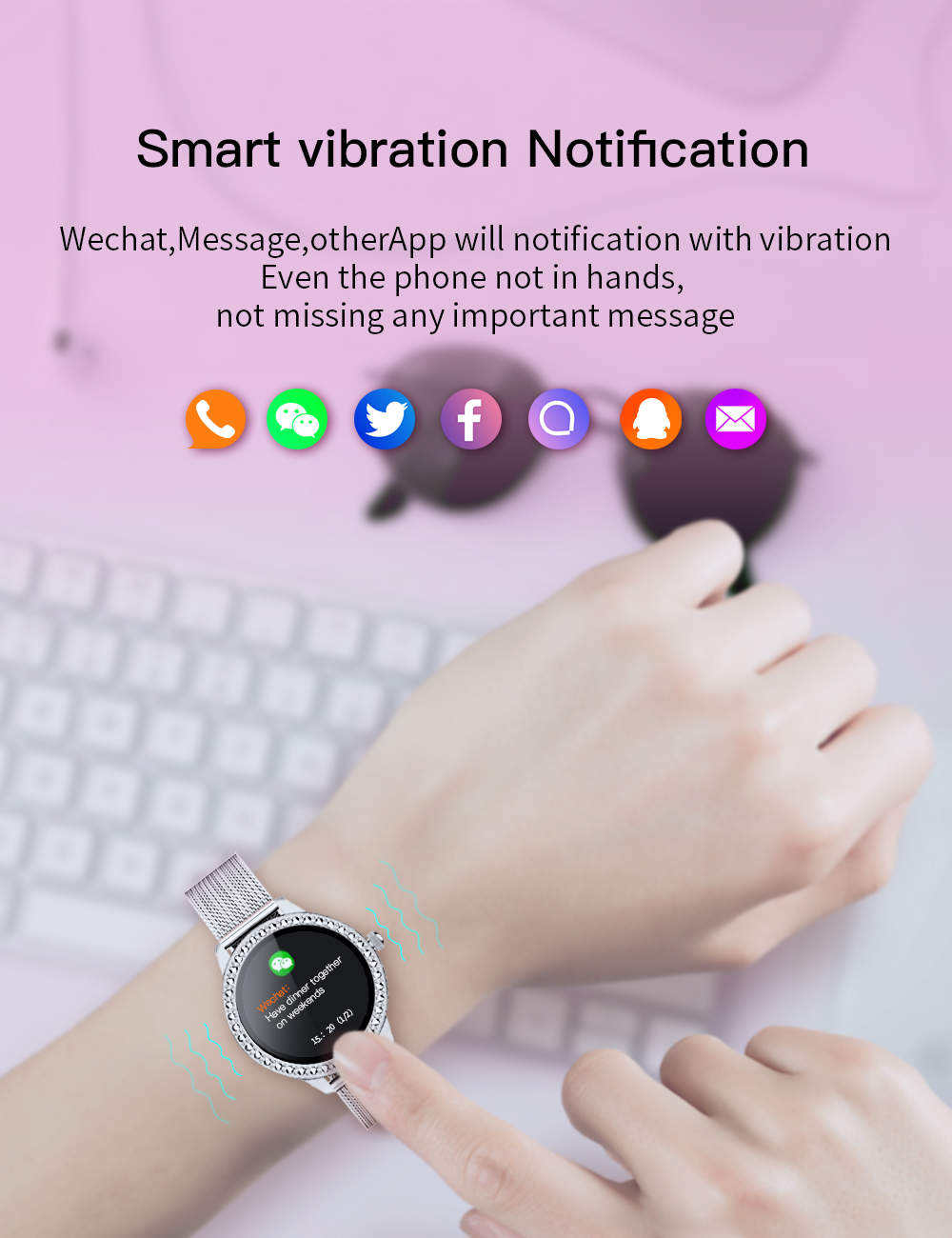 Women's Smart Watch: Blood Pressure & Fitness Tracking
