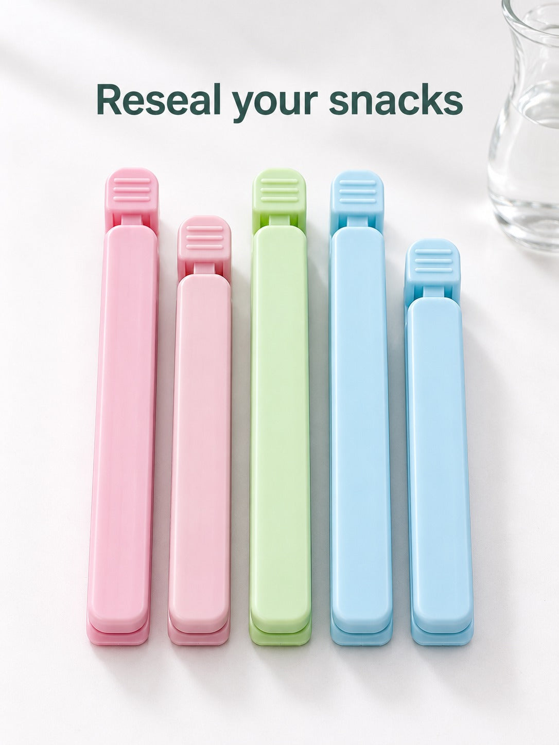 Snack Bag Clips 5 Pack That Reseal Opened Chip Bags