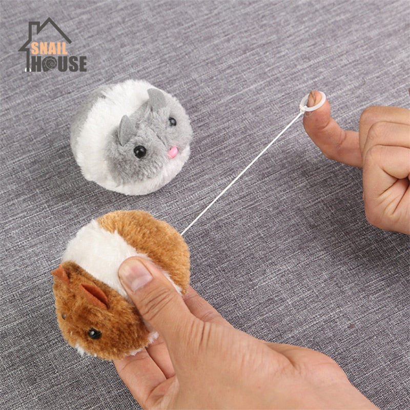 Plush Mouse Cat Toy With Shake Pull Loop, Set of 2