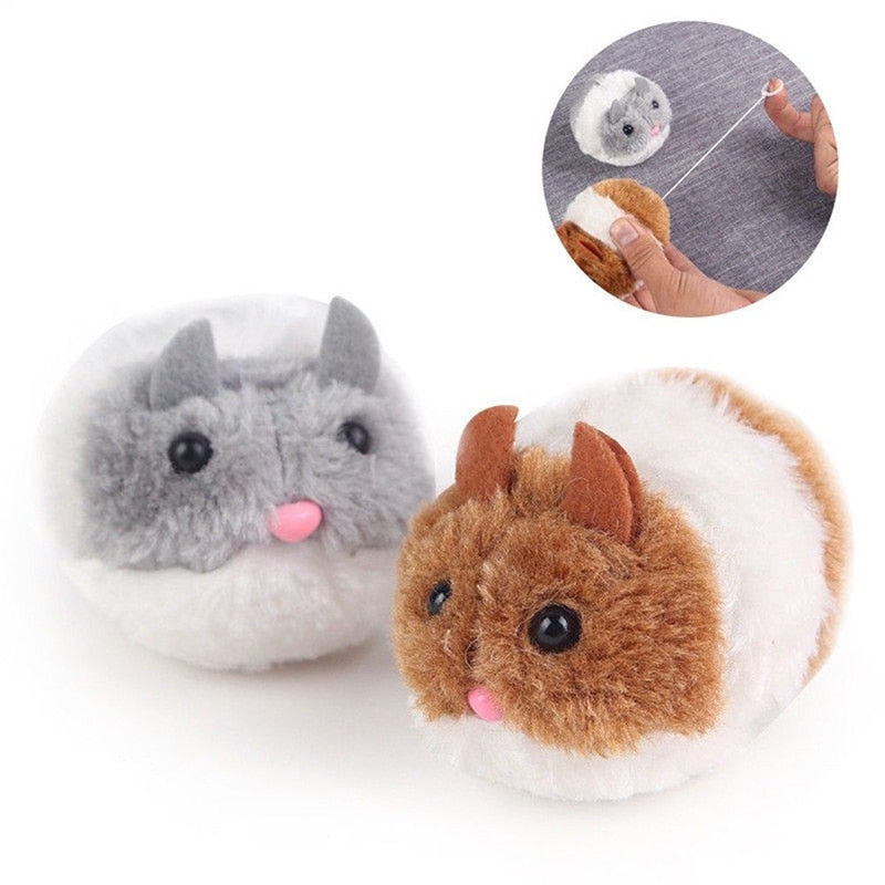 Plush Mouse Cat Toy With Shake Pull Loop, Set of 2