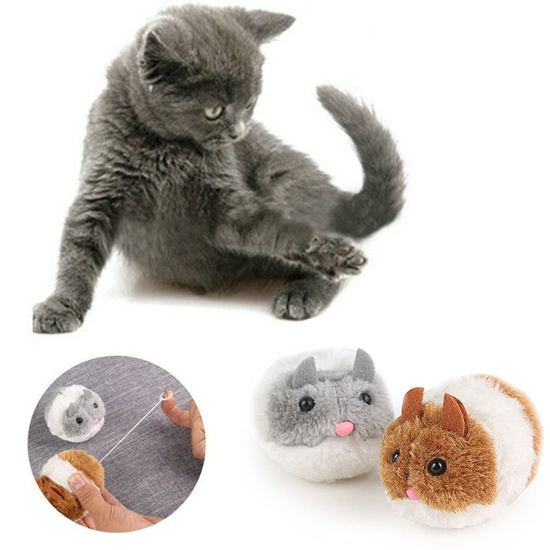 Plush Mouse Cat Toy With Shake Pull Loop, Set of 2
