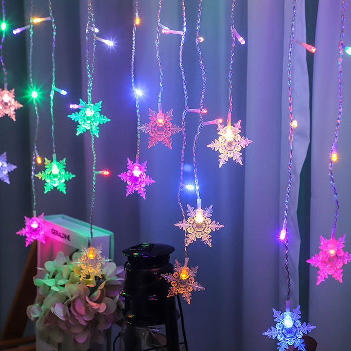 Snowflake Curtain String Lights for Holiday Windows