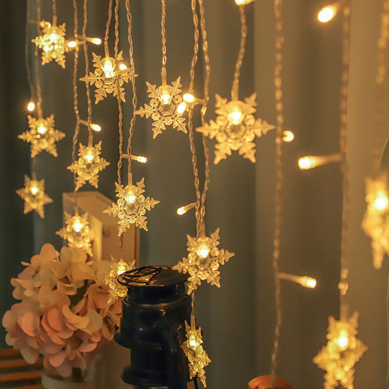 Snowflake Curtain String Lights for Holiday Windows