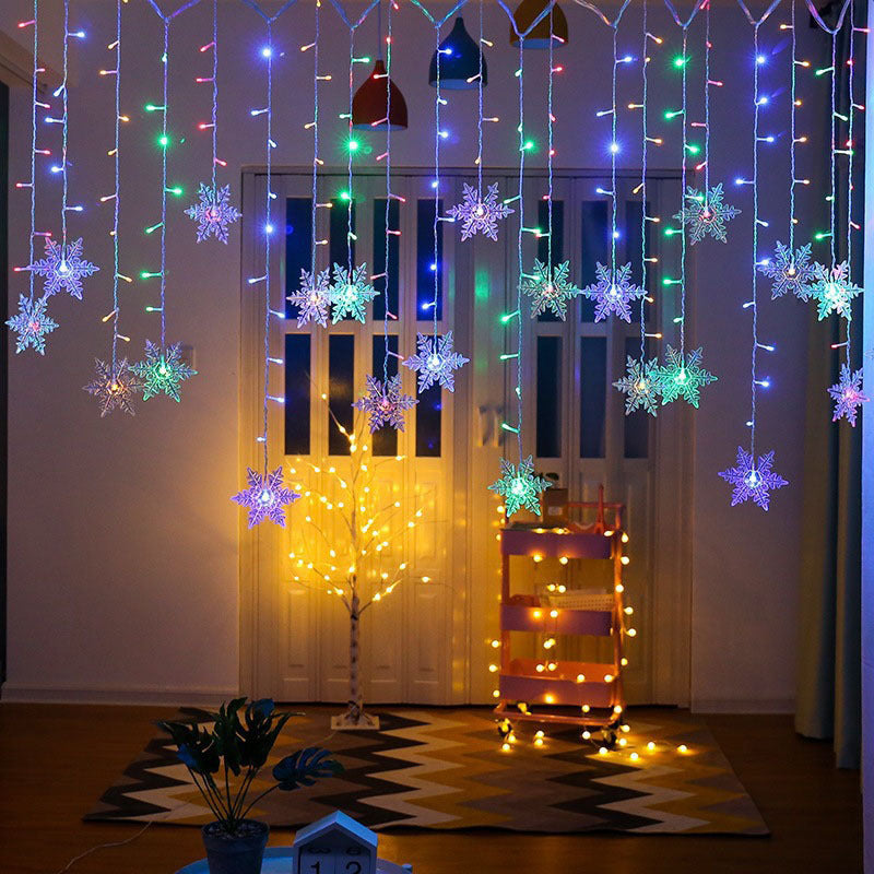 Snowflake Curtain String Lights for Holiday Windows