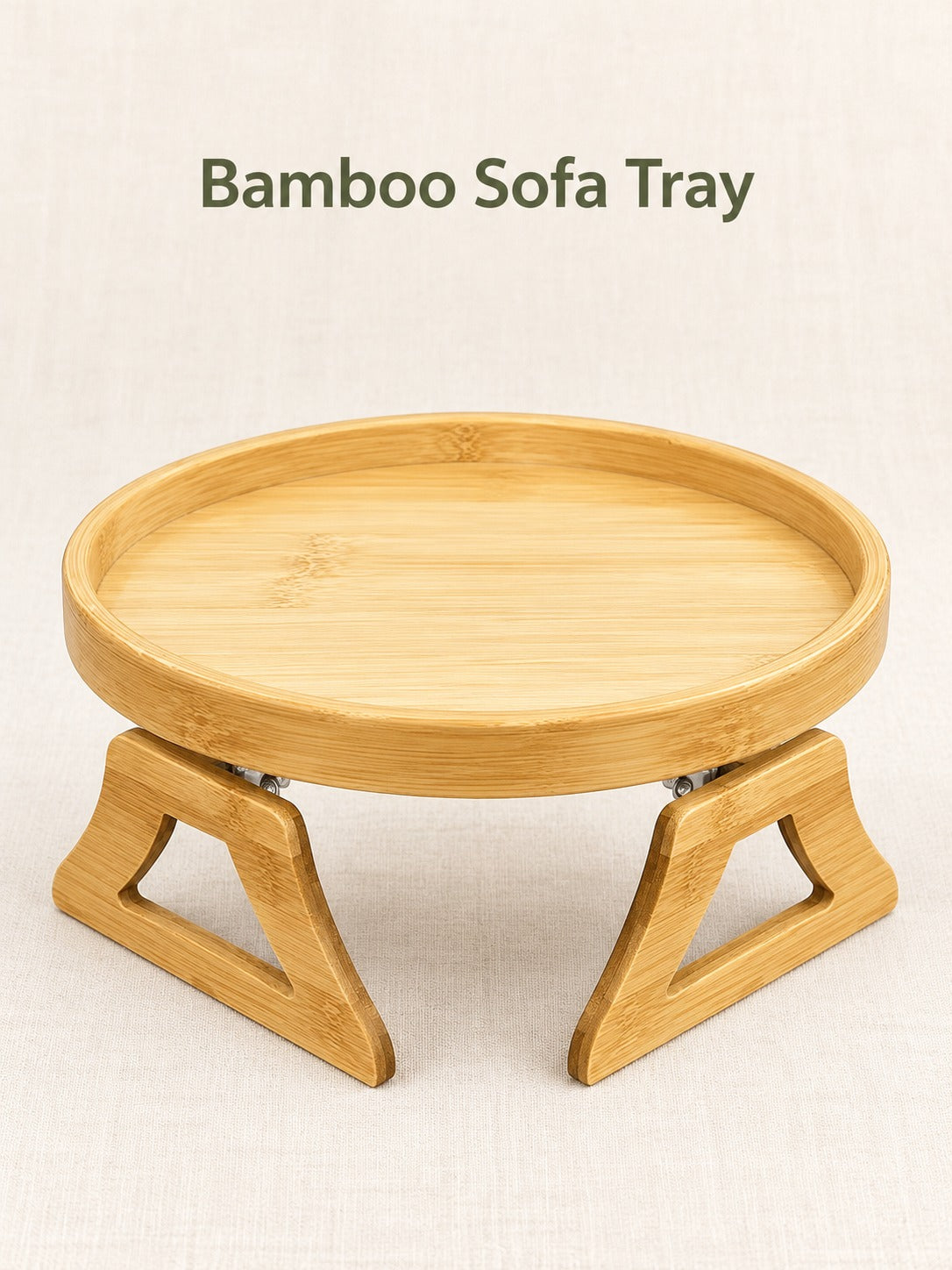 Sofa Armrest Tray: Clip-On Bamboo Snack Table