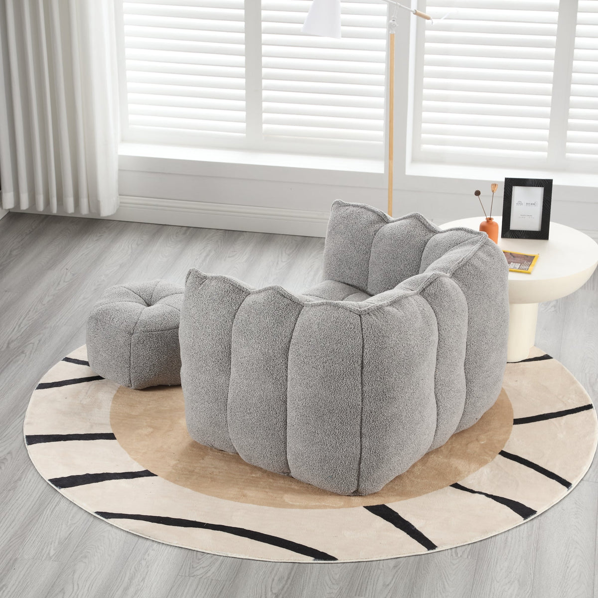Foam Chip Bean Bag Chair with Footstool for Living Room