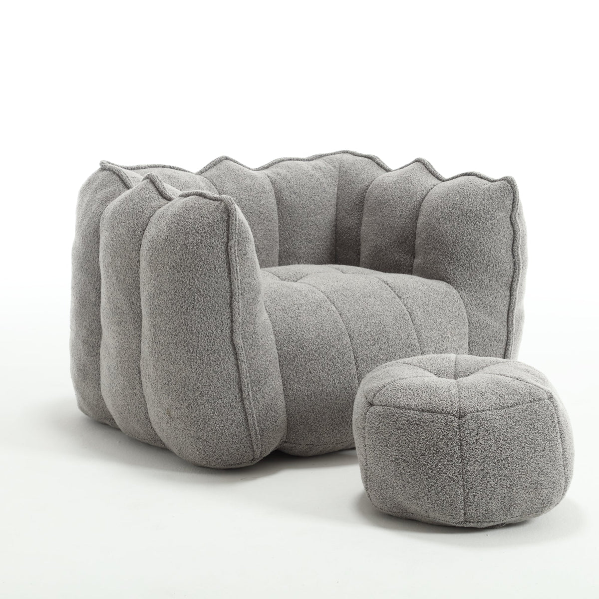 Foam Chip Bean Bag Chair with Footstool for Living Room