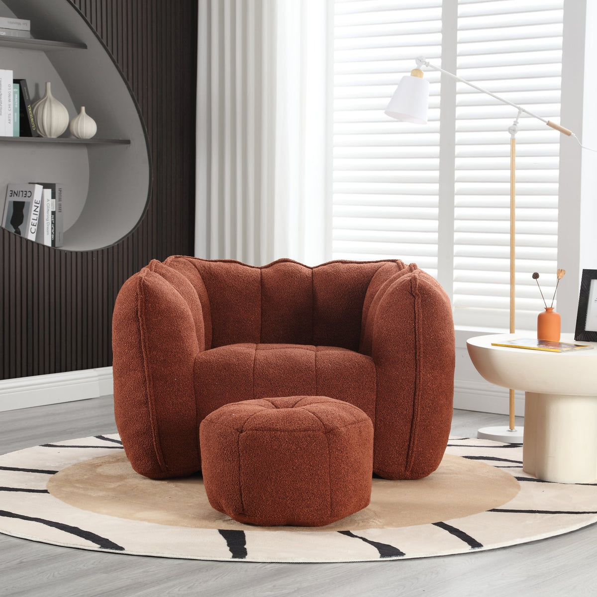 Bean Bag Chair with Footstool for Cozy Living Rooms