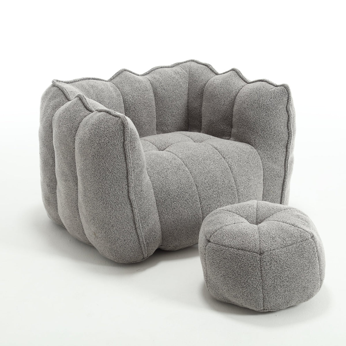 Foam Chip Bean Bag Chair with Footstool for Living Room