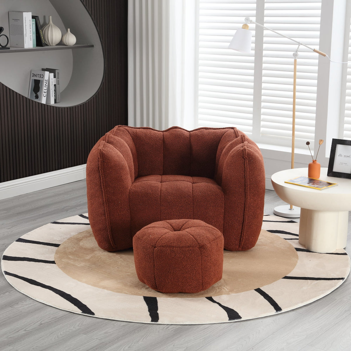 Bean Bag Chair with Footstool for Cozy Living Rooms