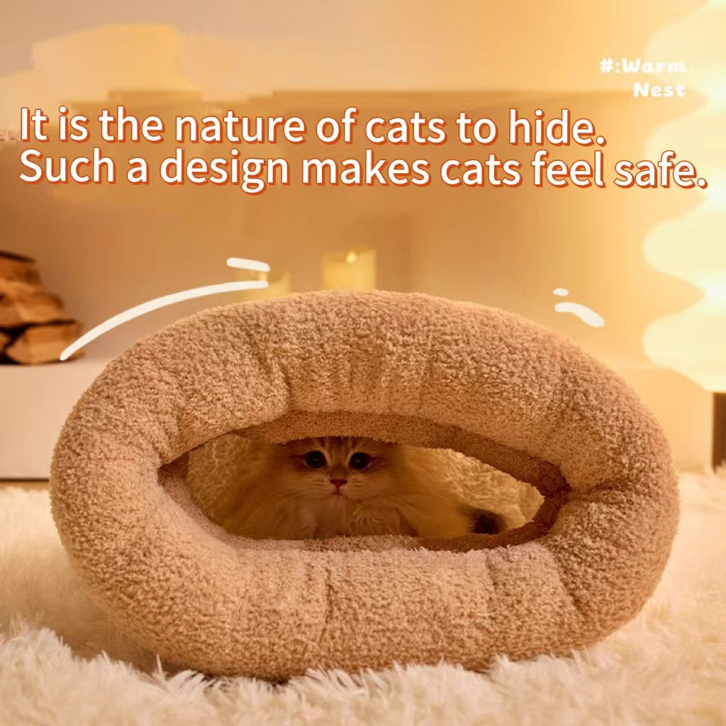 Enclosed Cat Bed Cave for Warm, Secure Winter Sleep